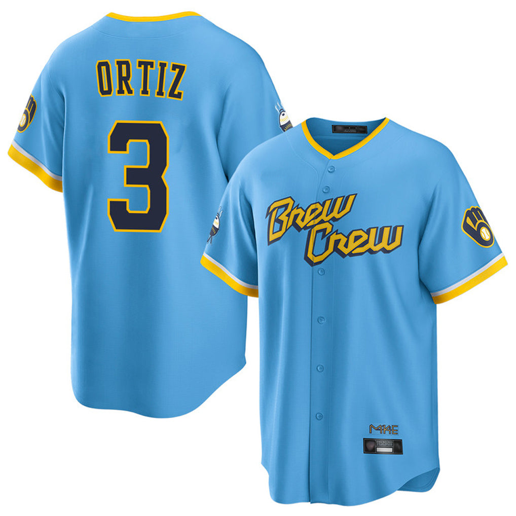 STECN M.Brewers #3 Joey Ortiz Player Light Blue City Connect Home Game Stitched Jerseys
