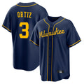 STECN M.Brewers #3 Joey Ortiz Player Navy Home Game Stitched Jerseys