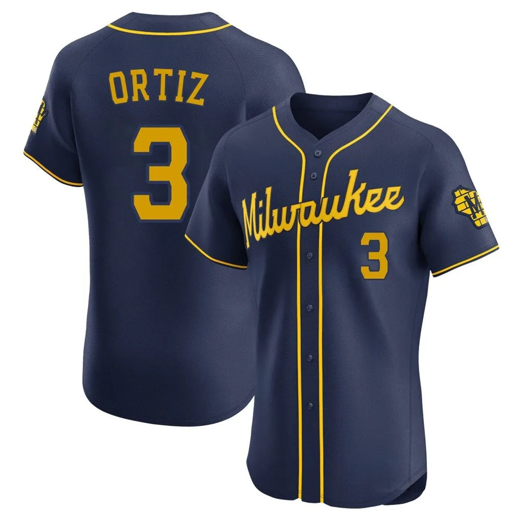 STECN M.Brewers #3 Joey Ortiz Player Navy Home Limited Elite Stitched Jerseys