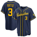 STECN M.Brewers #3 Joey Ortiz Player Navy Home Stadium Game Stitched Jerseys