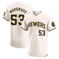 STECN M.Brewers #53 Brandon Woodruff Player Cream Home Limited Elite Stitched Jerseys