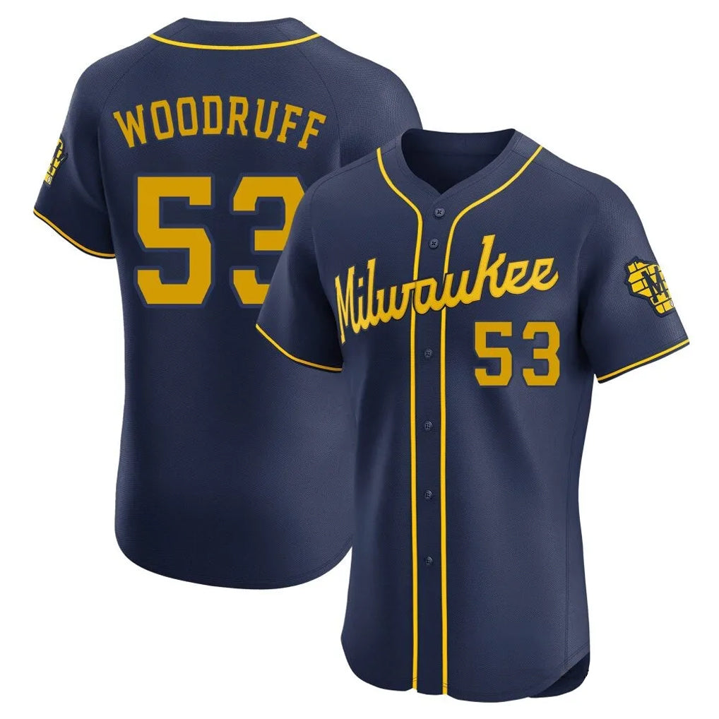 STECN M.Brewers #53 Brandon Woodruff Player Navy Home Limited Elite Stitched Jerseys
