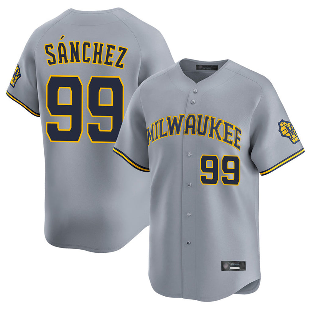 STECN M.Brewers #99 Gary Sanchez Player Gray Home Limited Stitched Jerseys