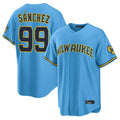 STECN M.Brewers #99 Gary Sanchez Player Light Blue Road Stadium Game Stitched Jerseys