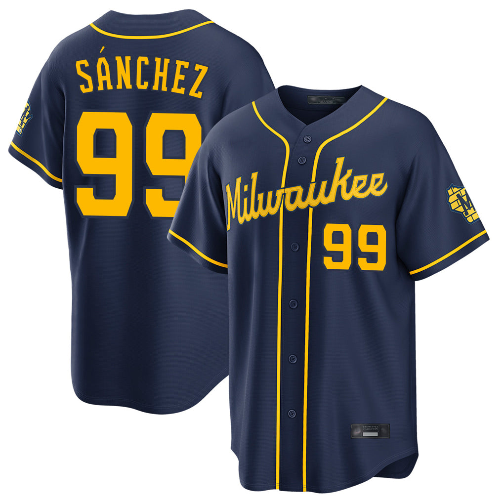 STECN M.Brewers #99 Gary Sanchez Player Navy Home Stadium Game Stitched Jerseys