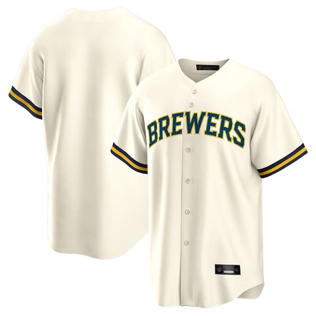 STECN M.Brewers Blank Player Cream Home Game Stitched Jerseys