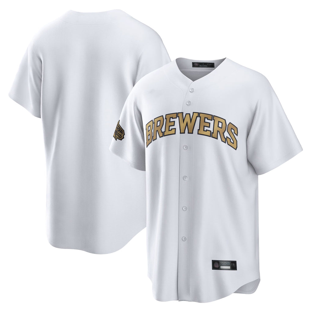 STECN M.Brewers Blank Player Gold Home Game Stitched Jerseys