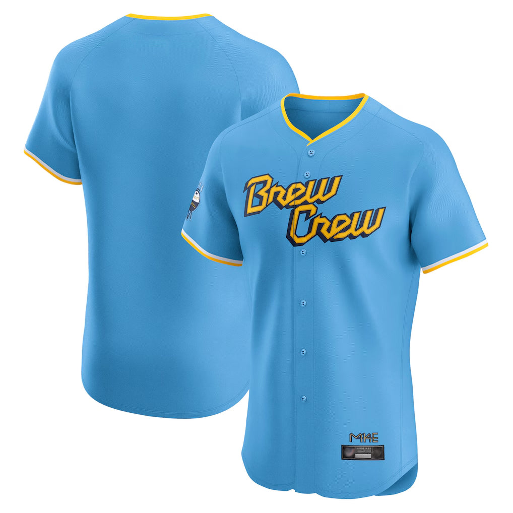 STECN M.Brewers Blank Player Light Blue City Connect Home Limited Elite Stitched Jerseys