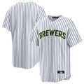 STECN M.Brewers Blank Player White Stripes Home Game Stitched Jerseys
