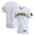 STECN M.Brewers Blank Player White Stripes Home Limited Elite Stitched Jerseys