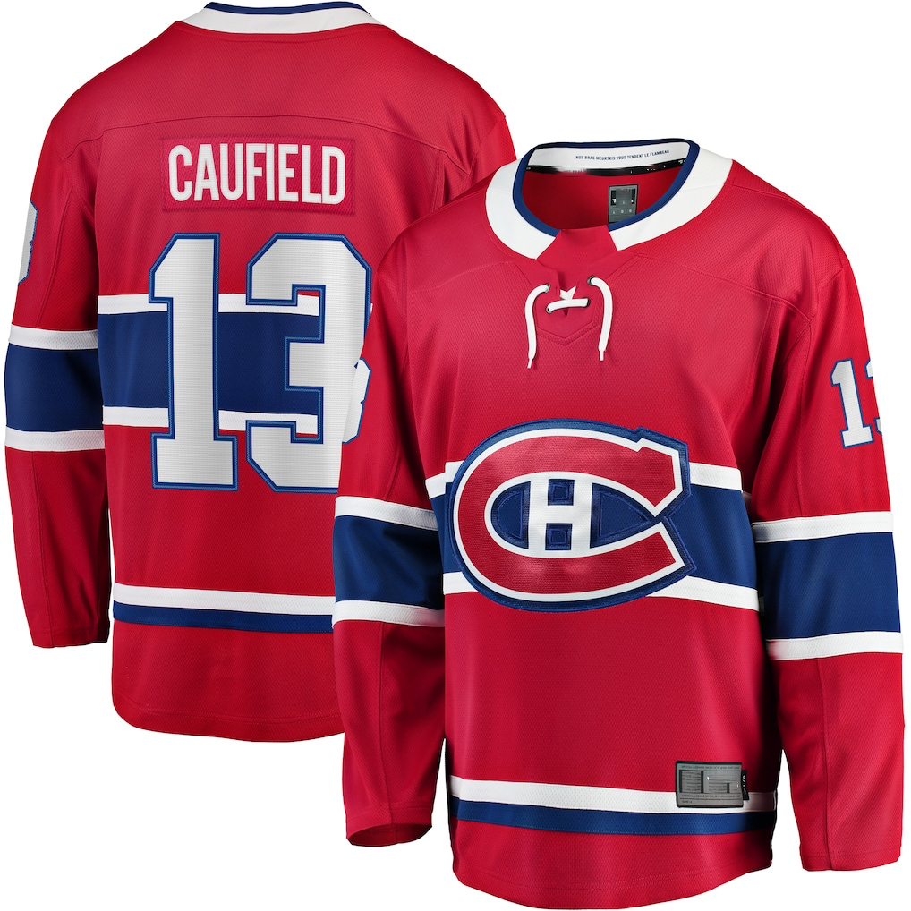STECN M.Canadiens #13 Cole Caufield Red Home Premier Breakaway Player Jerseys