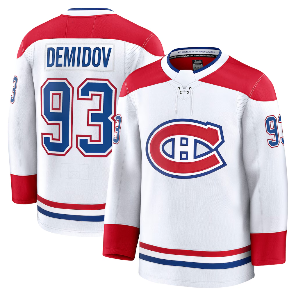 STECN M.Canadiens #93 Ivan Demidov White Away Premium Jerseys