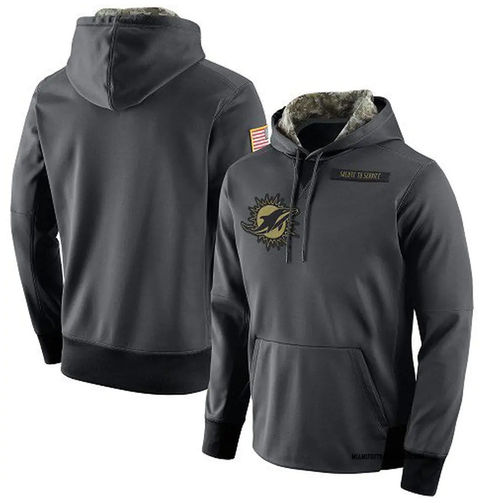 STECN M.Dolphins Gray Pullover Hoodies Limited Blank Player Stitched Jerseys