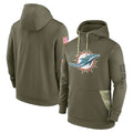 STECN M.Dolphins Olive Salute to Service Pullover Hoodies Home Game Blank Player Stitched Jerseys