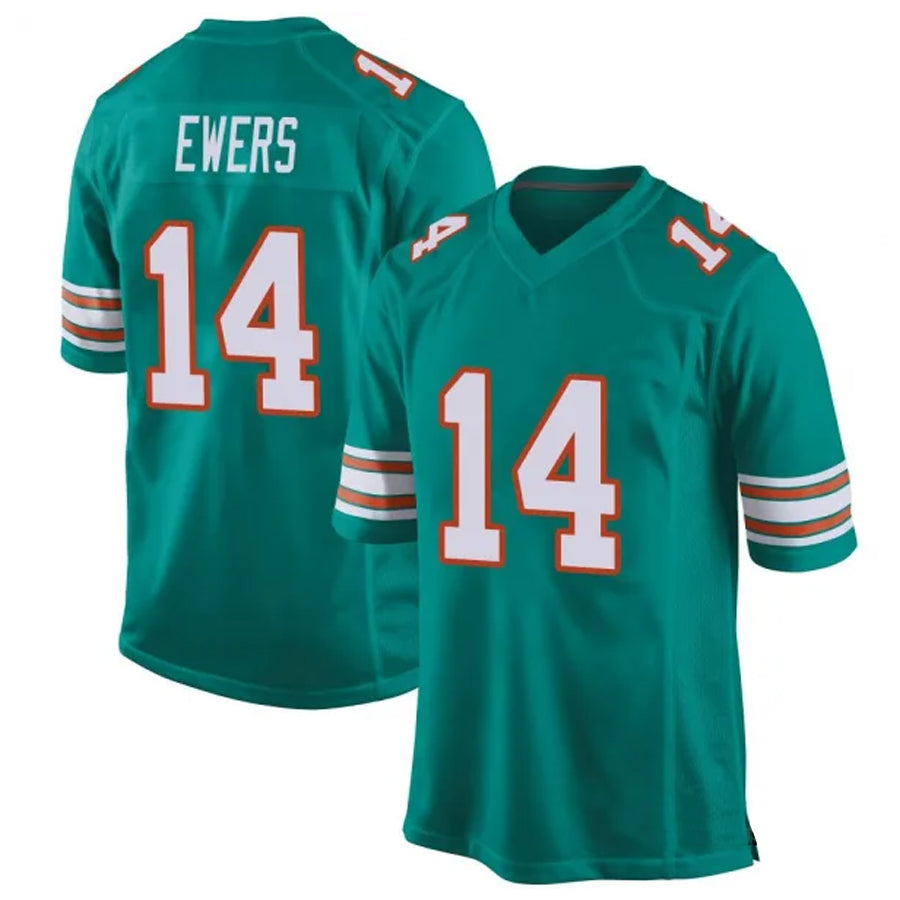 STECN M.Dolphins #14 Quinn Ewers Player Aqua Game Stitched Jerseys