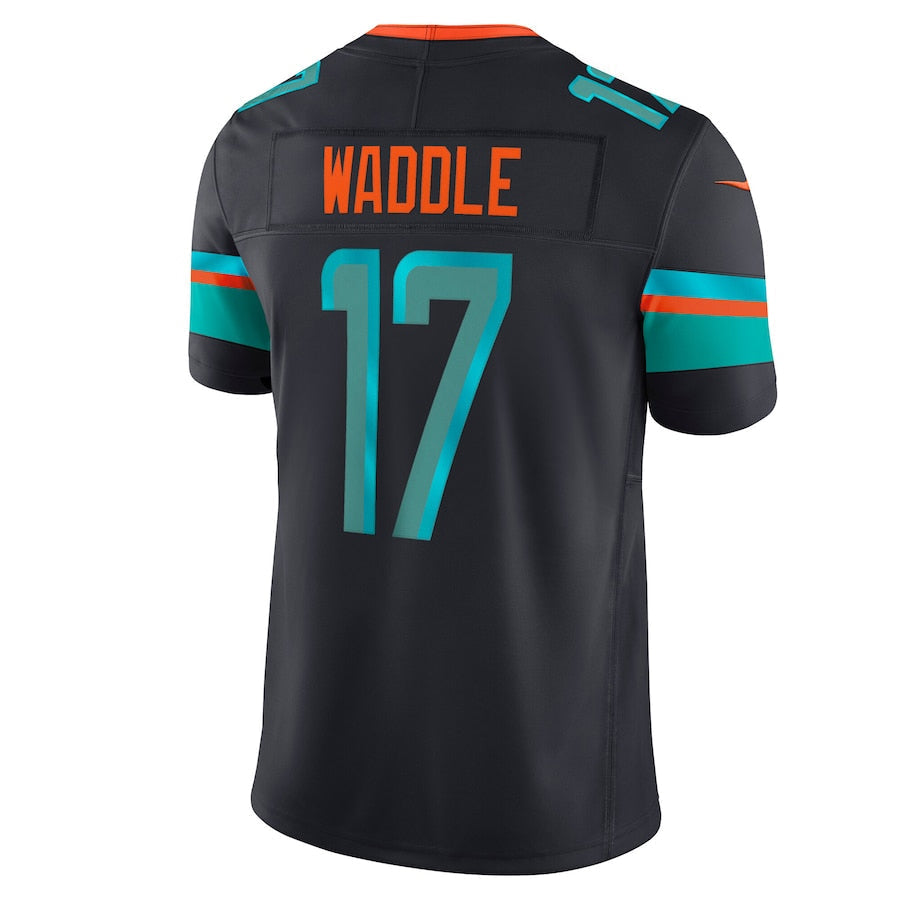 STECN M.Dolphins #17 Jaylen Waddle Player Blue Rivalries Collection Vapor Limited Stitched Jersey