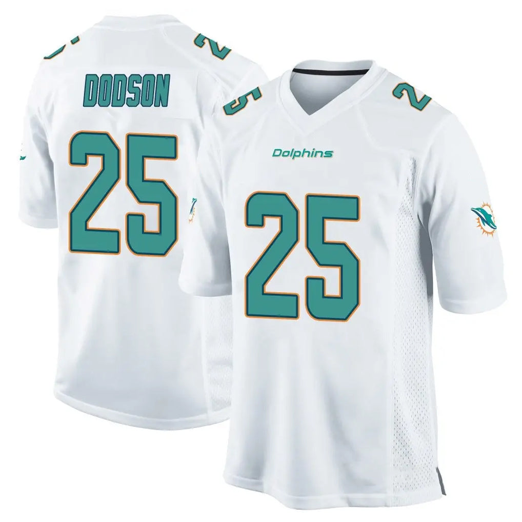 STECN M.Dolphins #25 Tyrel Dodson Player White Home Game Stitched Jerseys