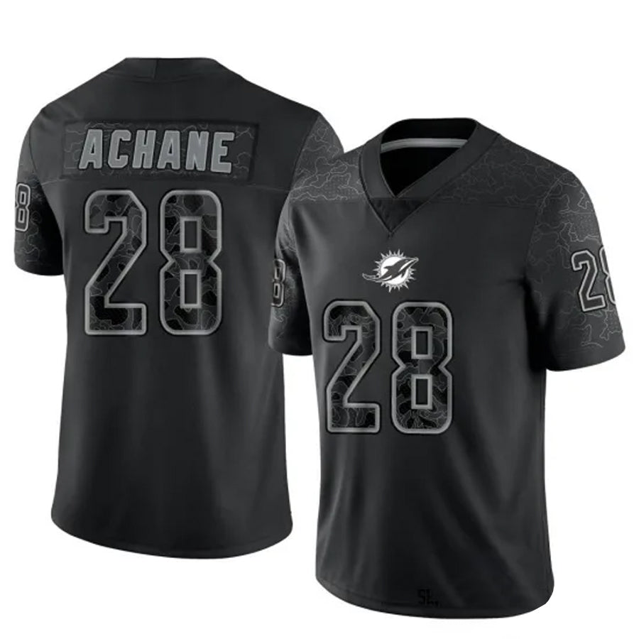 STECN M.Dolphins #28 De??£¤Von Achane Player Black RFLCTV Limited Stitched Jerseys