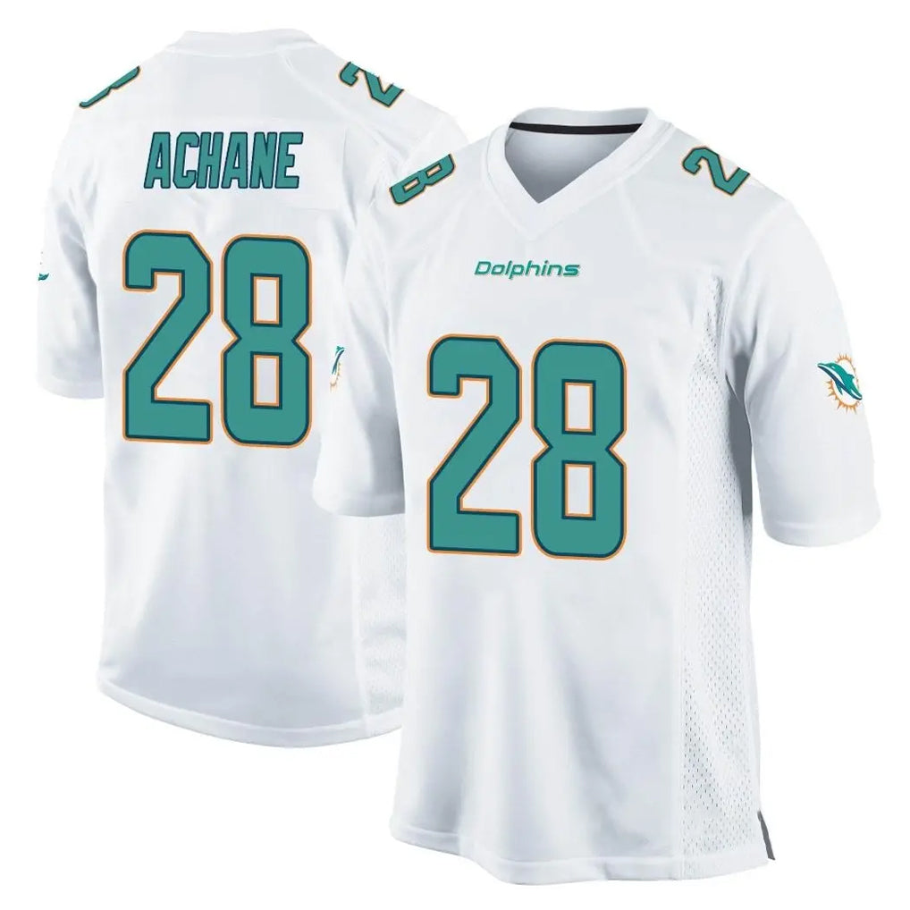 STECN M.Dolphins #28 De'Von Achane Player White Home Game Stitched Jerseys
