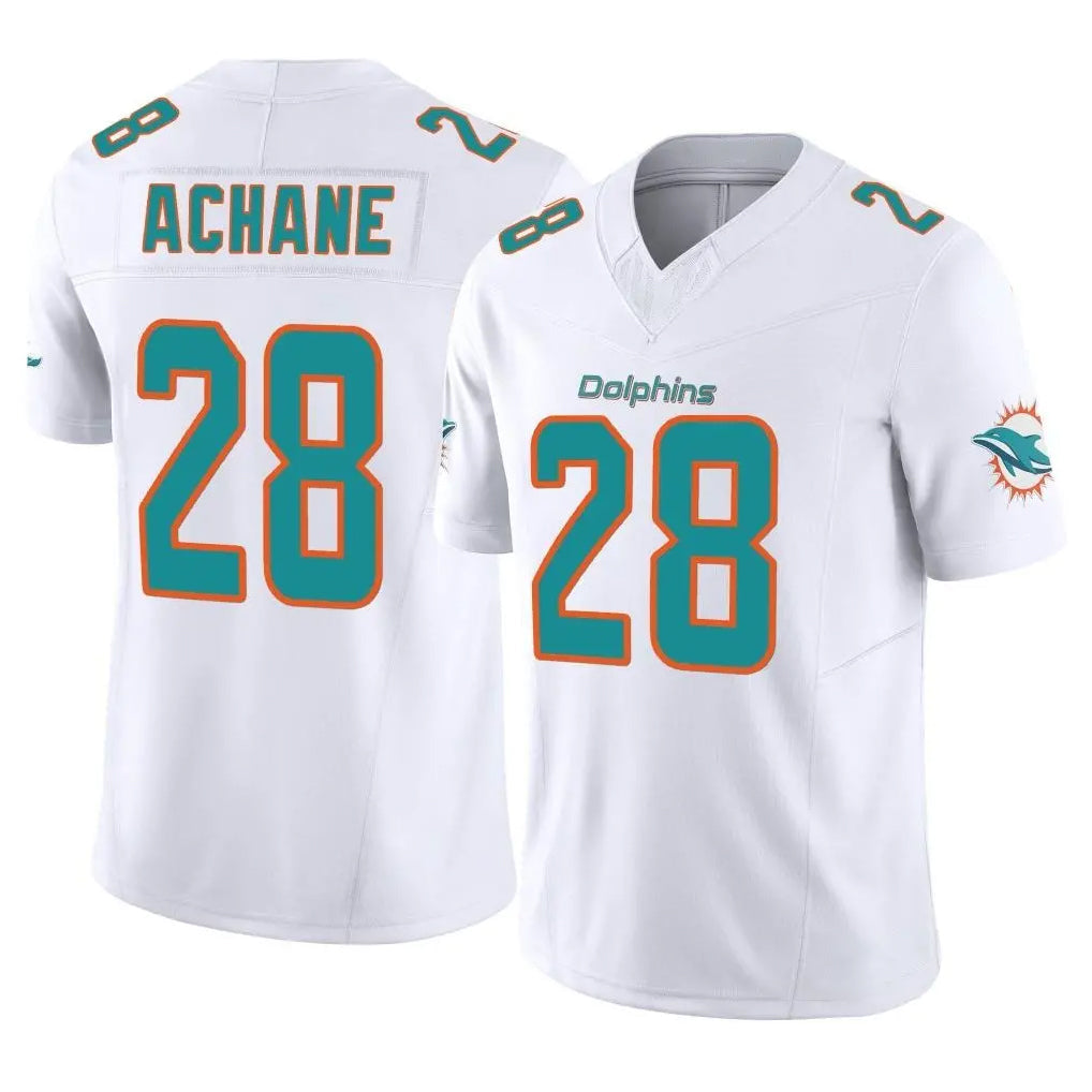 STECN M.Dolphins #28 De'Von Achane Player White Limited Vapor F.U.S.E. Home Game Stitched Jerseys