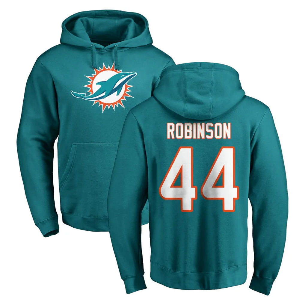 STECN M.Dolphins #44 Chop Robinson Player Aqua LOGO Pullover Hoodies Limited Stitched Jerseys