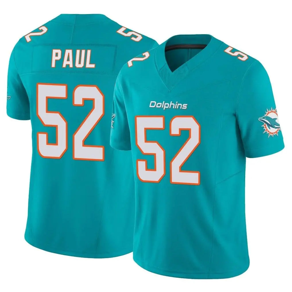 STECN M.Dolphins #52 Patrick Paul Player Aqua Limited Vapor F.U.S.E. Home Game Stitched Jerseys