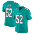 STECN M.Dolphins #52 Patrick Paul Player Aqua Limited Vapor Untouchable Home Game Stitched Jerseys