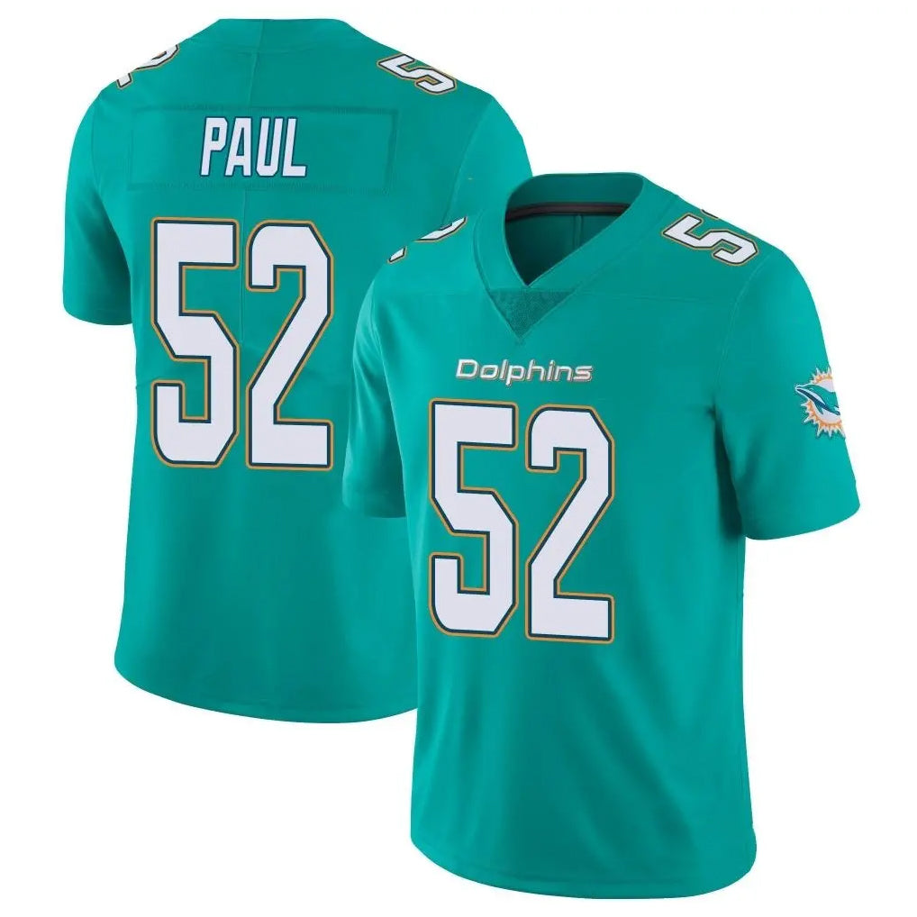STECN M.Dolphins #52 Patrick Paul Player Aqua Limited Vapor Untouchable Home Game Stitched Jerseys