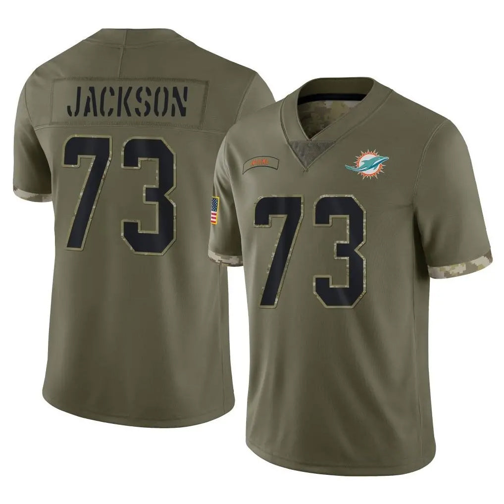 STECN M.Dolphins #73 Austin Jackson Player Olive Salute To Service Limited Stitched Jerseys