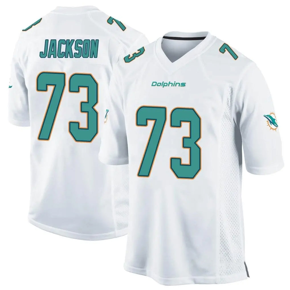 STECN M.Dolphins #73 Austin Jackson Player White Home Game Stitched Jerseys