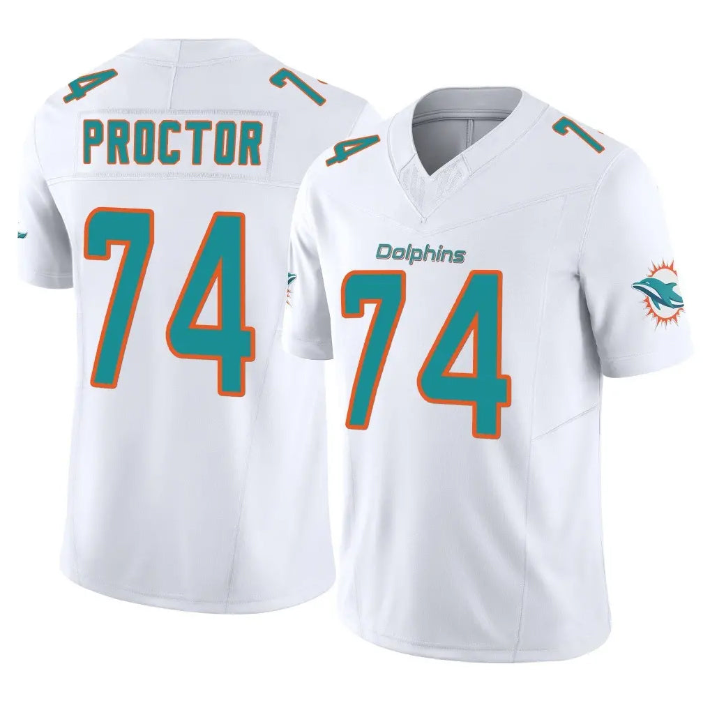 STECN M.Dolphins #74 Kadyn Proctor Player White Limited Vapor F.U.S.E. Home Game Stitched Jerseys