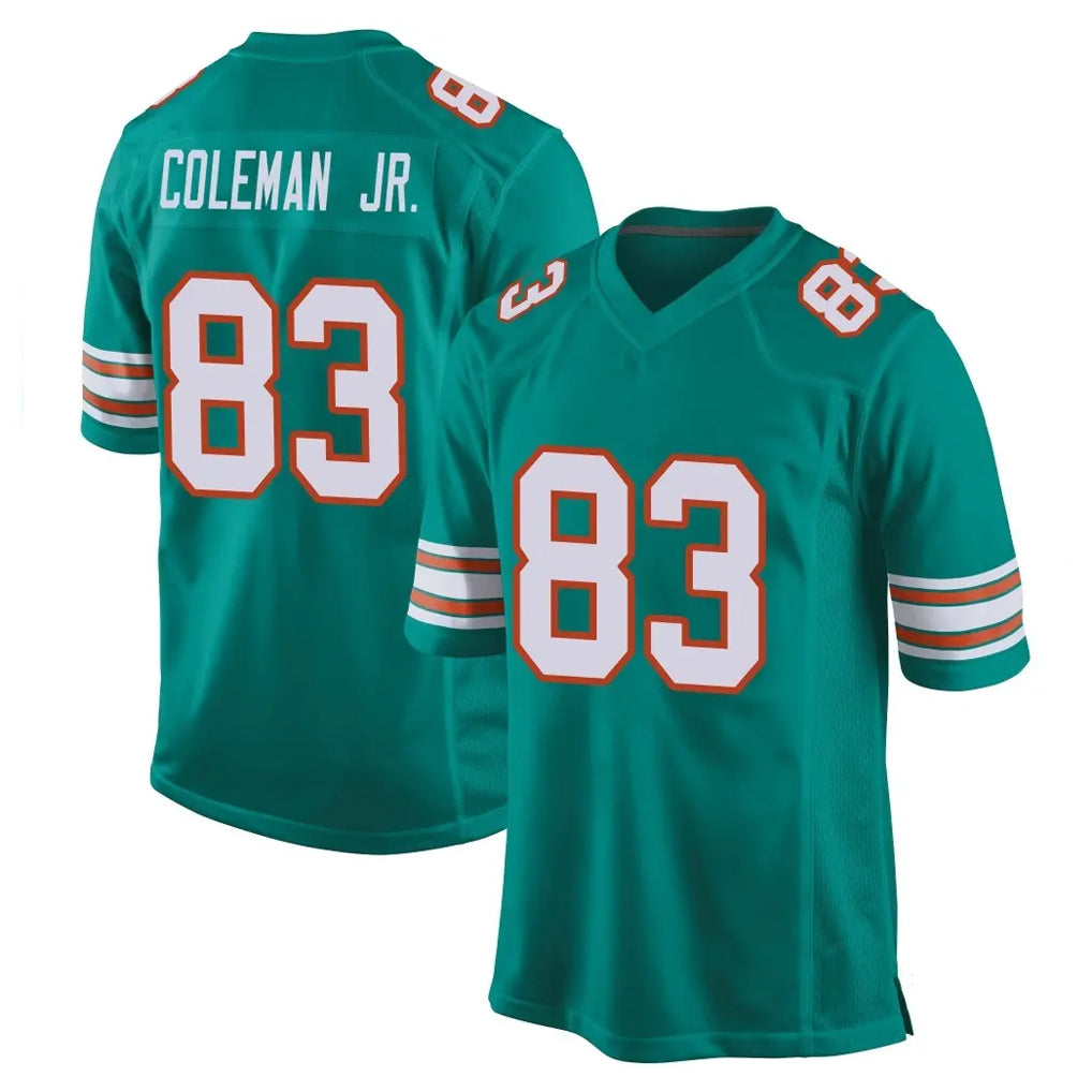 STECN M.Dolphins #83 Kevin Coleman Jr. Player Aqua Alternate Home Game Stitched Jerseys