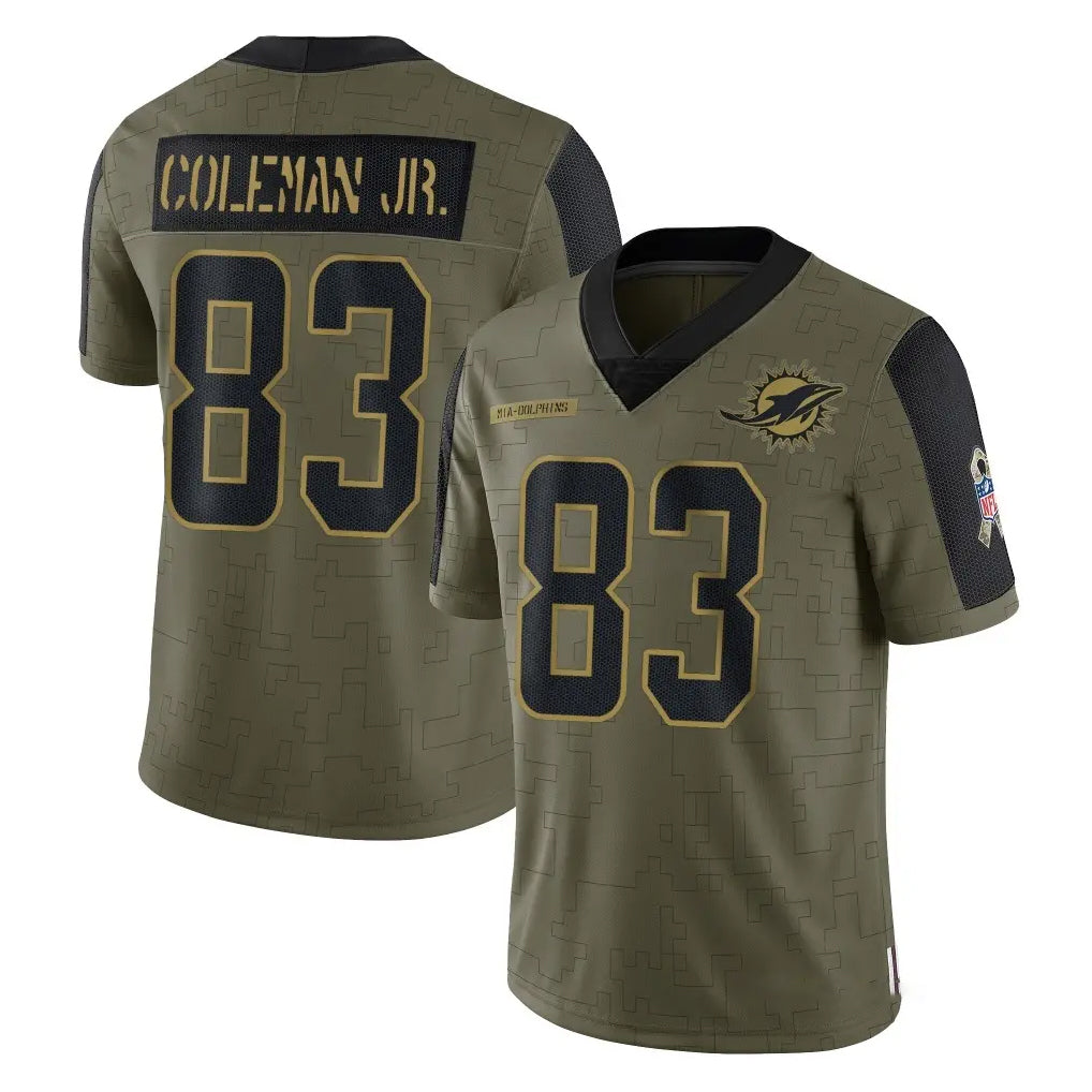 STECN M.Dolphins #83 Kevin Coleman Jr. Player Olive Salute To Service Limited Game Stitched Jerseys