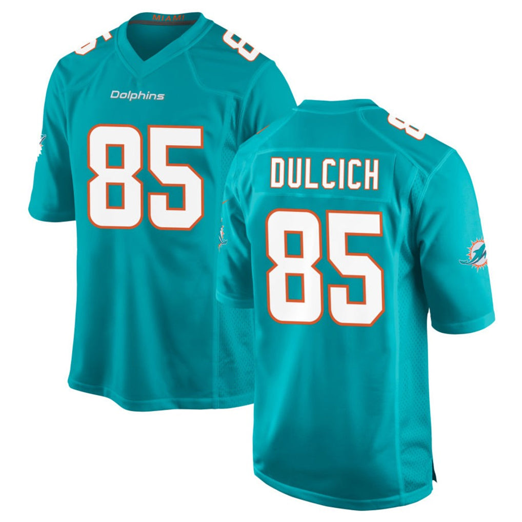 STECN M.Dolphins #85 Greg Dulcich Player Aqua Home Game Stitched Jerseys