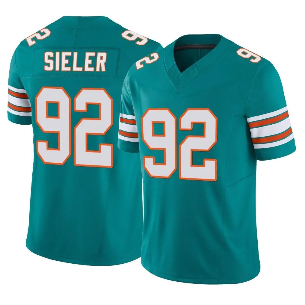 STECN M.Dolphins #92 Zach Sieler Player Aqua Limited Alternate Vapor F.U.S.E. Home Game Stitched Jerseys