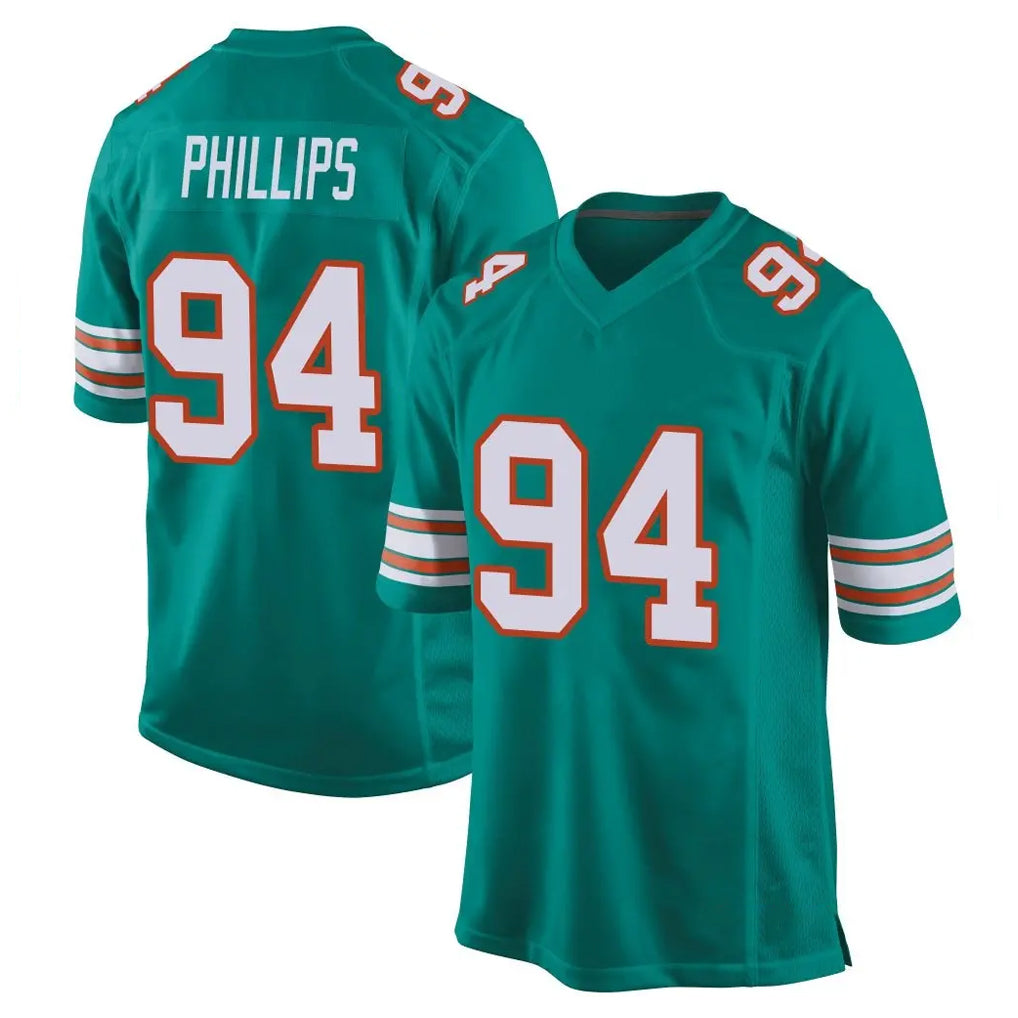 STECN M.Dolphins #94 Jordan Phillips Player Aqua Alternate Home Game Stitched Jerseys