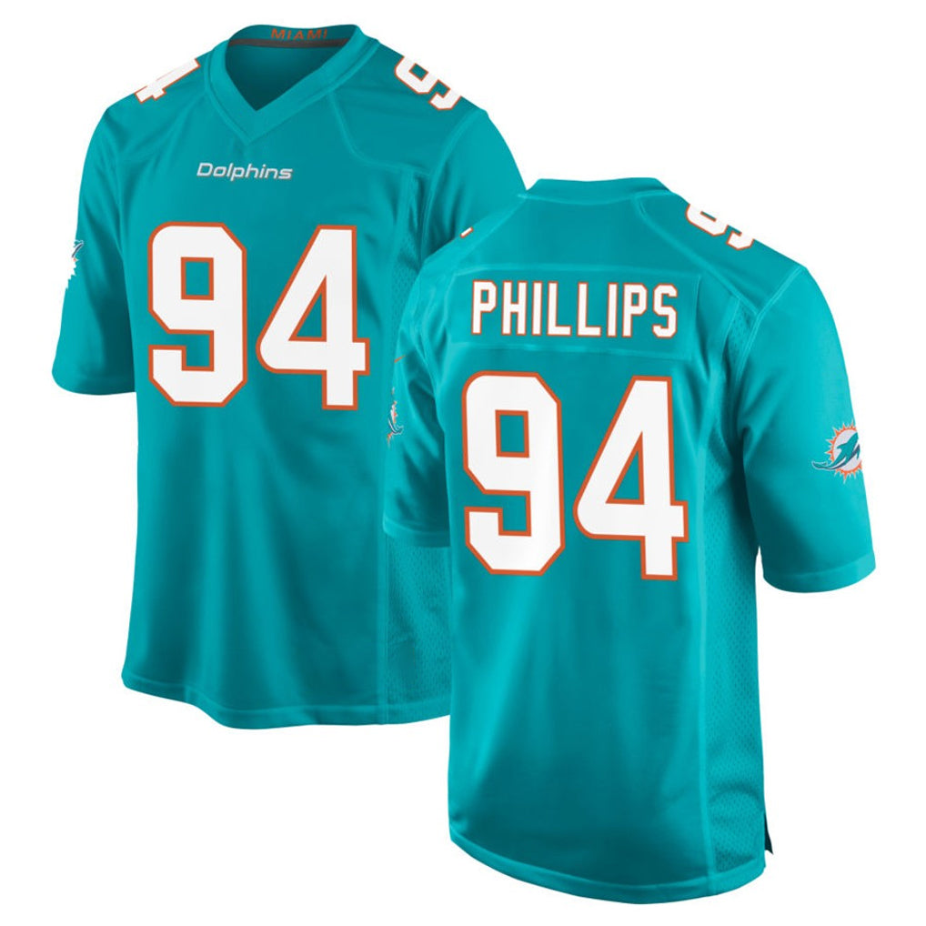 STECN M.Dolphins #94 Jordan Phillips Player Aqua Home Game Stitched Jerseys