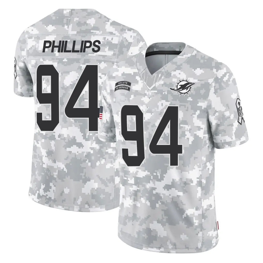 STECN M.Dolphins #94 Jordan Phillips Player Arctic Camo Salute To Service Limited Game Stitched Jerseys