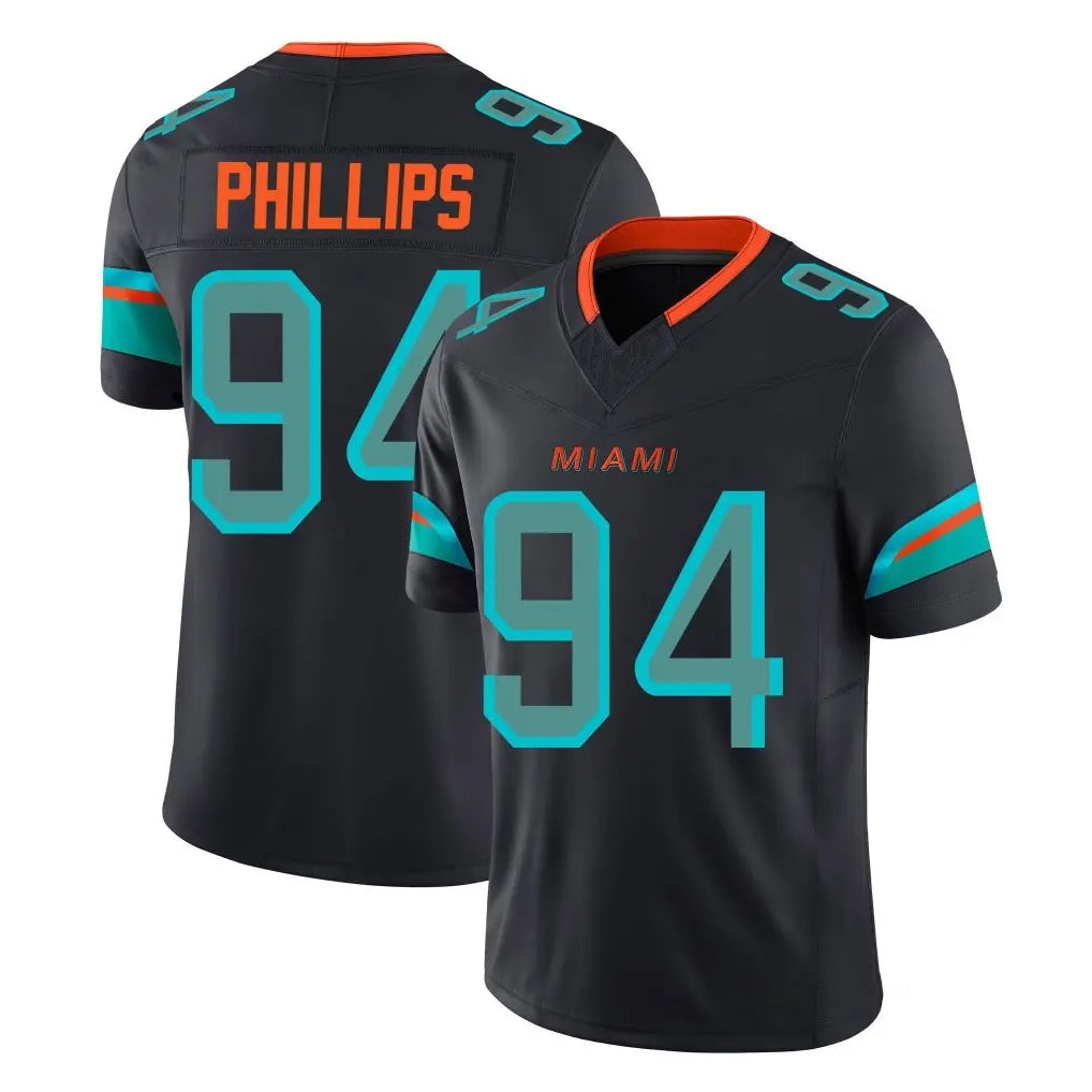 STECN M.Dolphins #94 Jordan Phillips Player Black Limited Pitch Rivalries Collection Home Game Stitched Jerseys