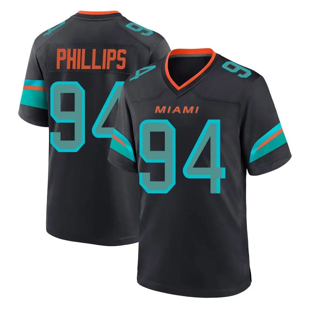 STECN M.Dolphins #94 Jordan Phillips Player Black Pitch Rivalries Collection Home Game Stitched Jerseys
