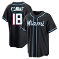 STECN M.Marlins #18 Griffin Conine Player Black Fashion Out Home Game Stitched Jerseys