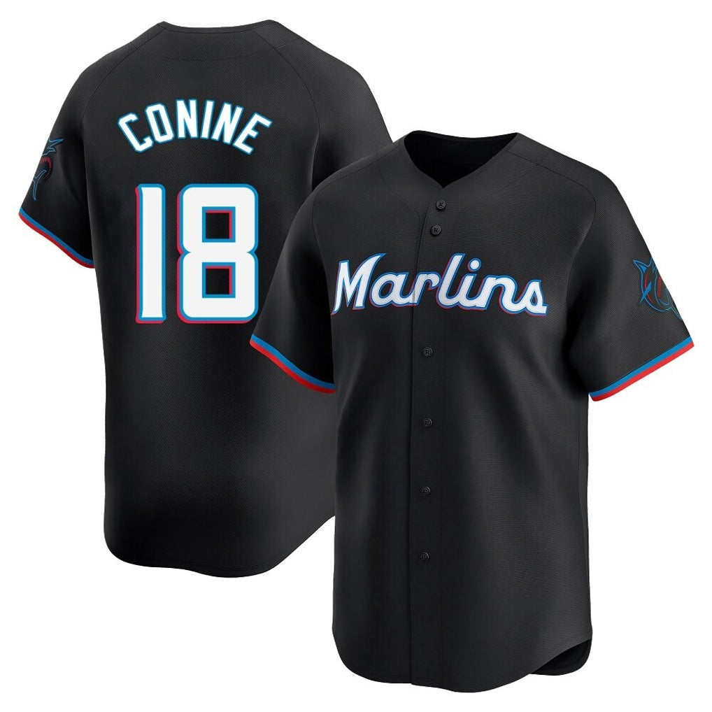 STECN M.Marlins #18 Griffin Conine Player Black Home Limited Stitched Jerseys