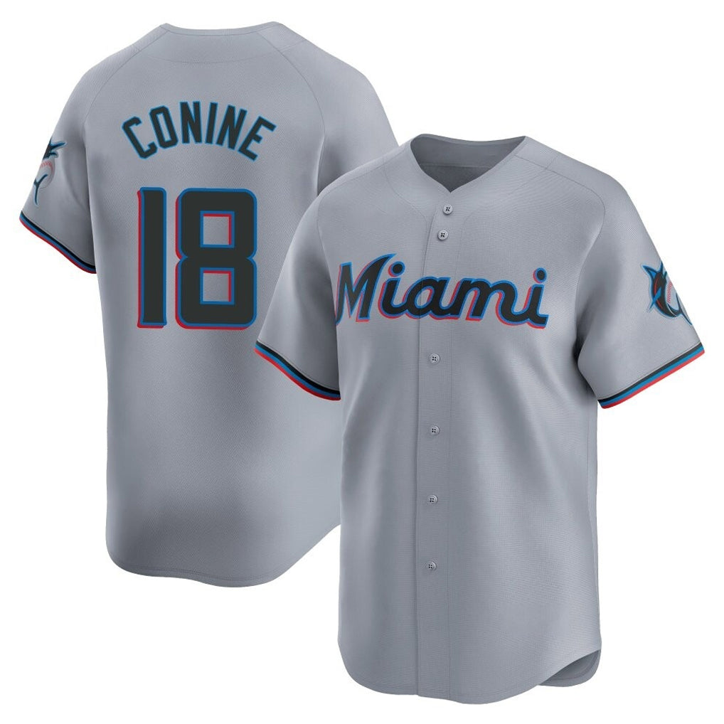 STECN M.Marlins #18 Griffin Conine Player Gray Home Limited Stitched Jerseys