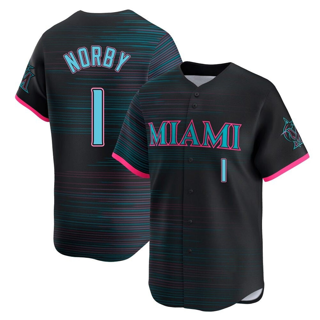 STECN M.Marlins #1 Connor Norby Player Black City Connect Home Limited Stitched Jerseys