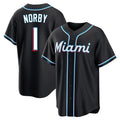 STECN M.Marlins #1 Connor Norby Player Black Fashion Out Home Game Stitched Jerseys
