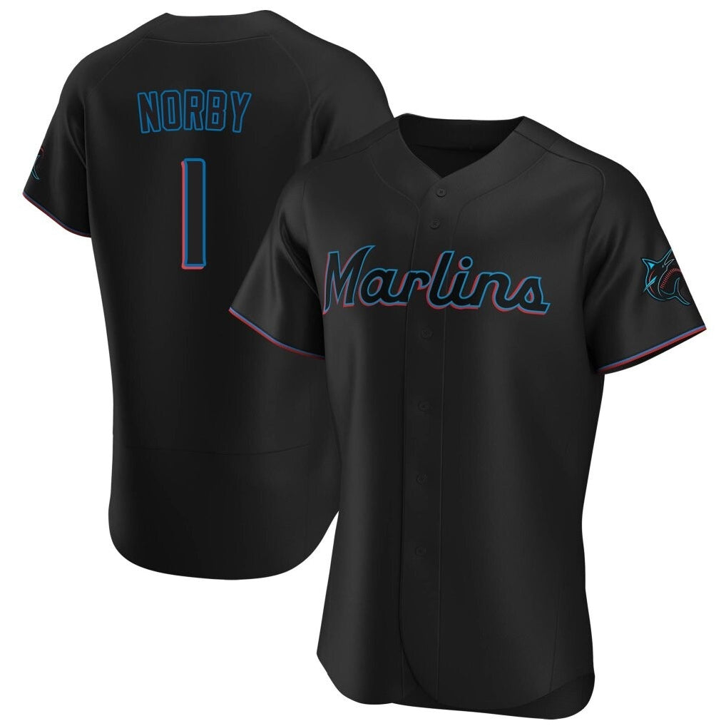 STECN M.Marlins #1 Connor Norby Player Black  Home Limited Stitched Jerseys
