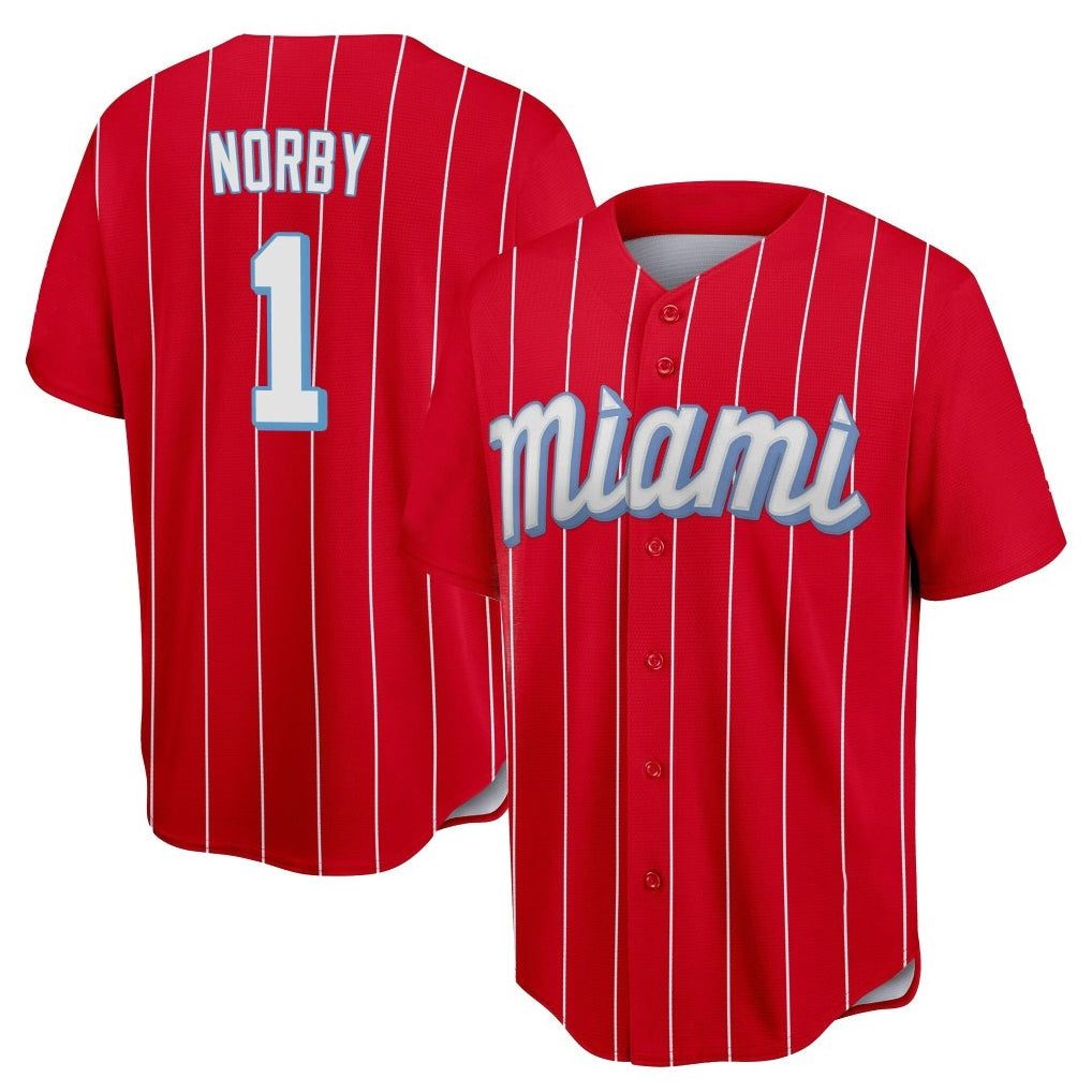 STECN M.Marlins #1 Connor Norby Player Red City Connect Home Game Stitched Jerseys