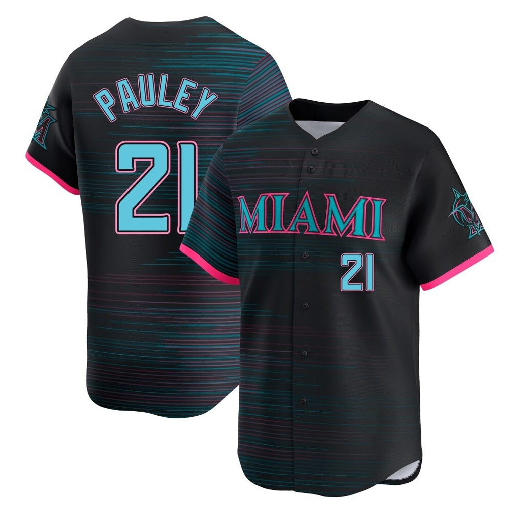 STECN M.Marlins #21 Graham Pauley Player Black City Connect Home Limited Stitched Jerseys