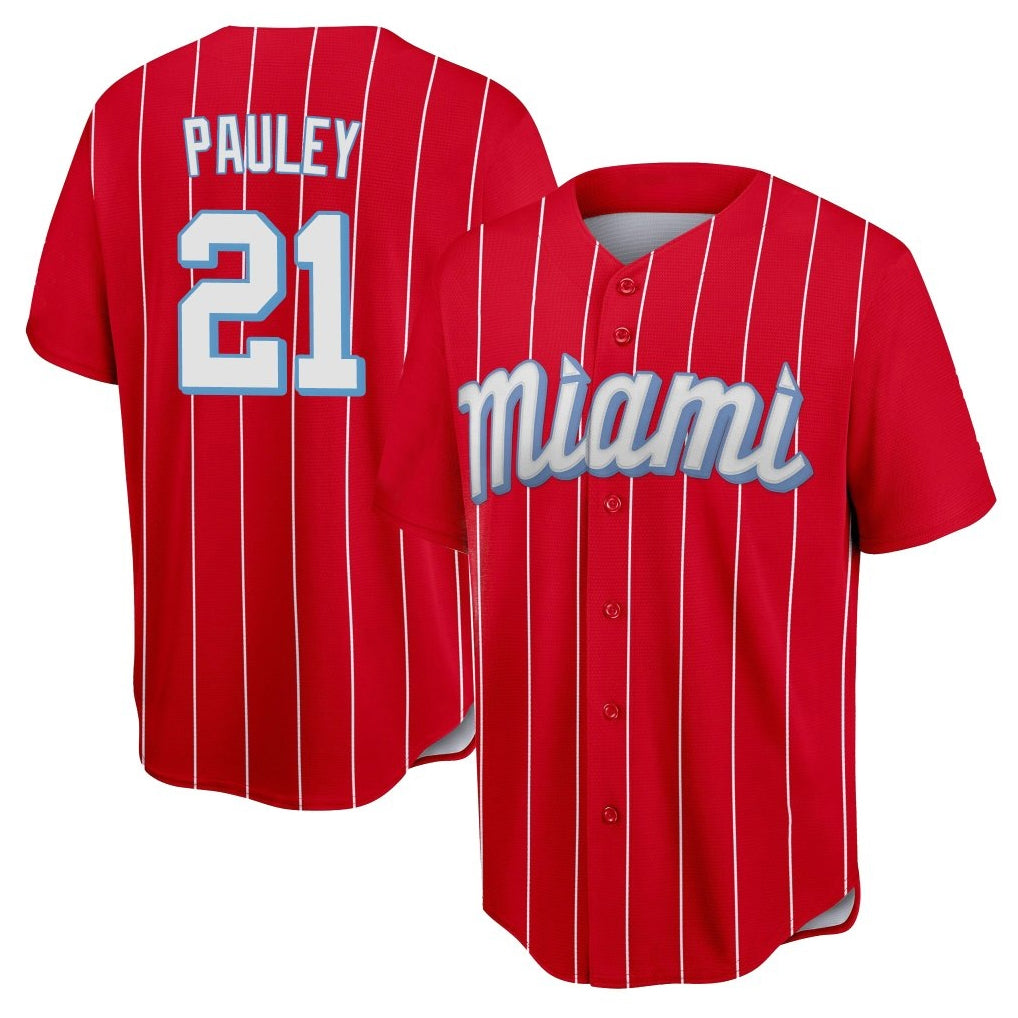 STECN M.Marlins #21 Graham Pauley Player Red City Connect Home Game Stitched Jerseys