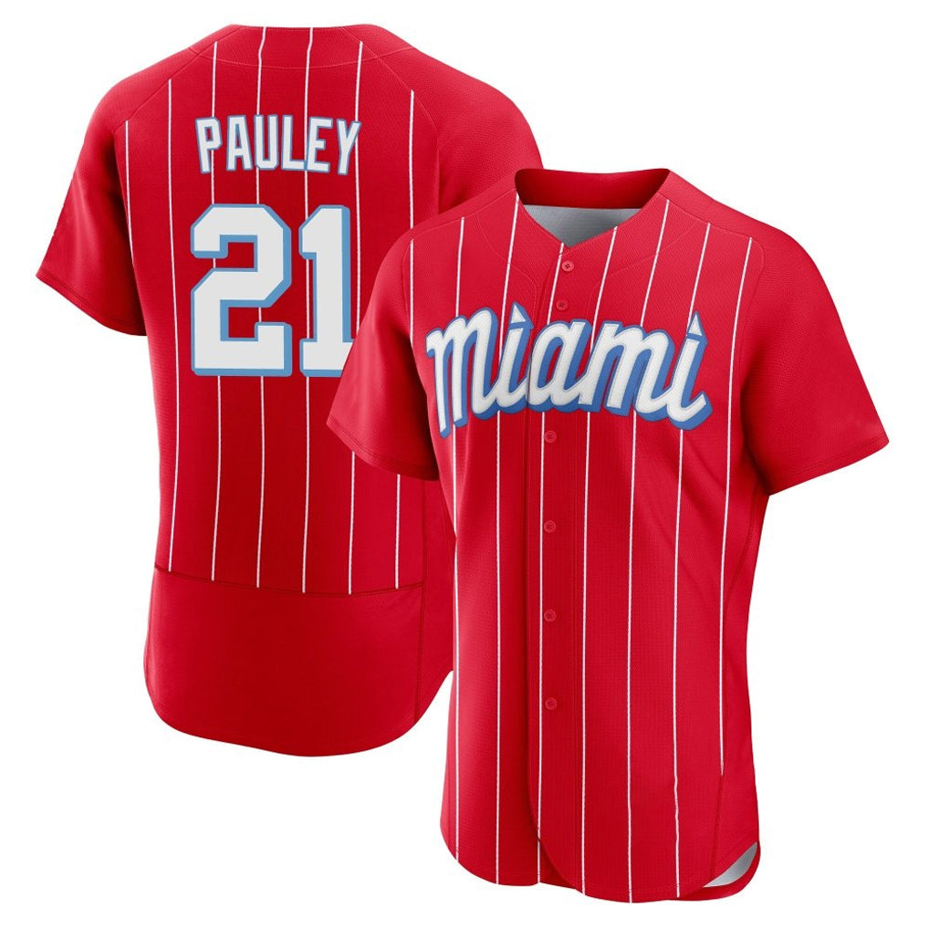 STECN M.Marlins #21 Graham Pauley Player Red City Connect Home Limited Elite Stitched Jerseys